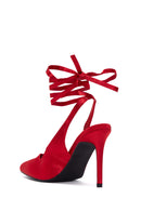 Women's Red Ankle Strap Satin Heeled Shoes | Derimod