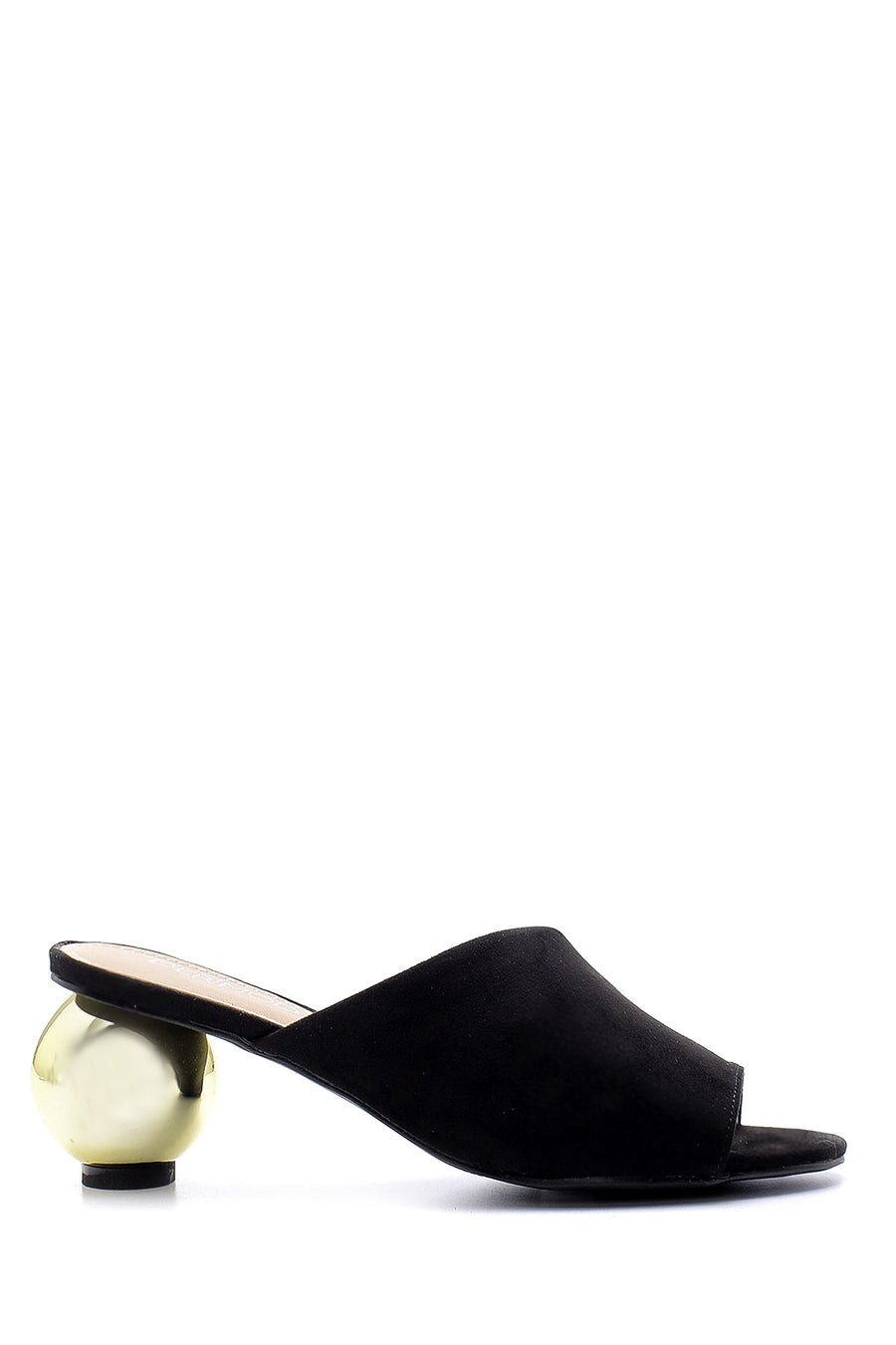 Women's Suede Round Heeled Slippers 20SFE200310 | Derimod