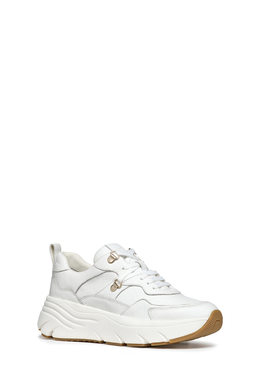 Geox Kadın Beyaz Diamantha Bağcıklı Kalın Tabanlı Deri Sneaker