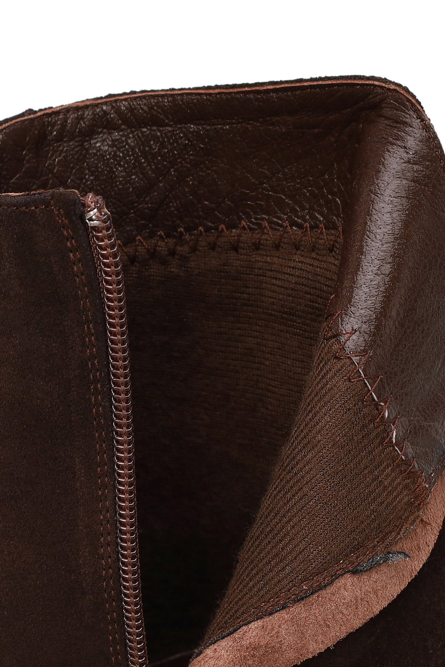 Woman Brown Zip Closure Suede Boots