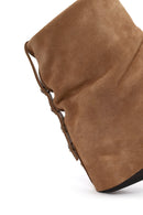 Woman Beige Chunky-Heel Suede Boots | Derimod