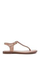 Women's Beige Leather Sandals | Derimod