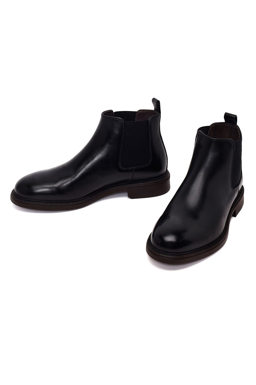 Male Black Leather Casual Chelsea Boots