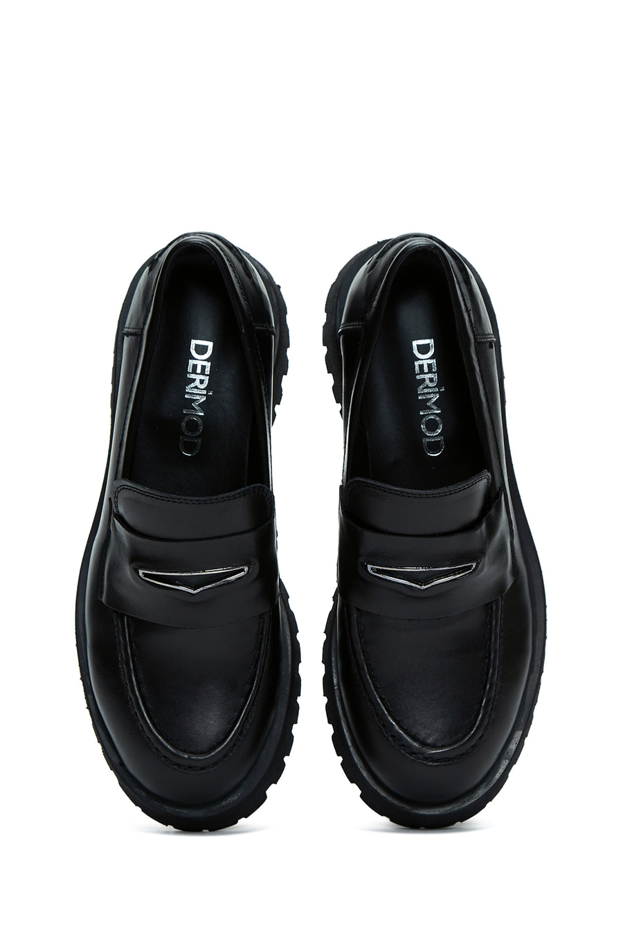 Kadın Siyah Deri Maskülen Loafer