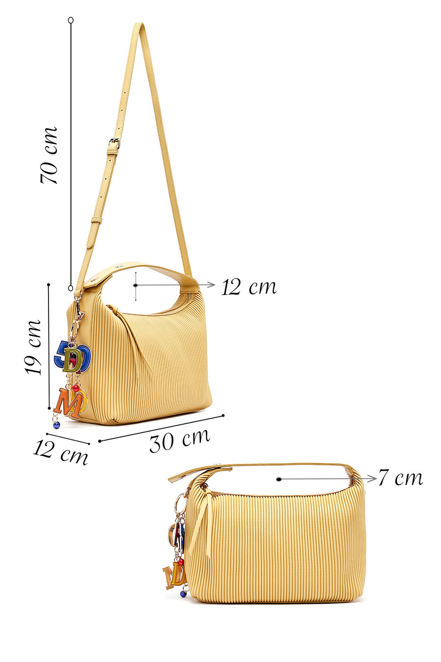 Women's Yellow Long Strap Accessory Detailed Printed Handbag