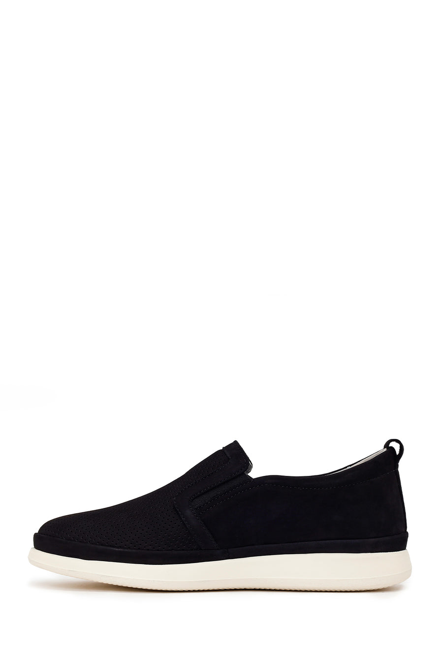 Male Black Thick-Soled Nubuck Leather Comfort Loafer