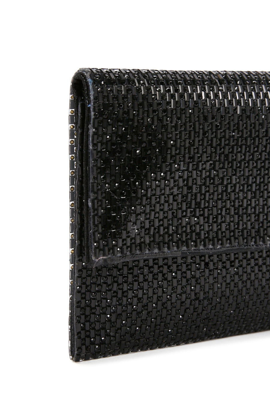 Women's Black Long Chain Strap Stone Evening Clutch Bag