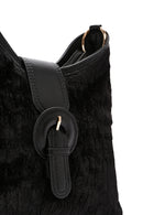 Women's Black Long Strap Plush Handbag | Derimod