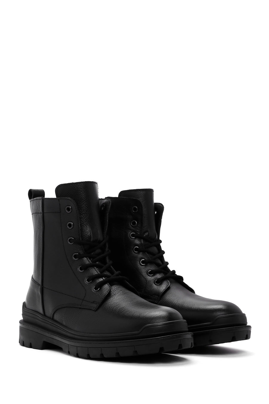 Men's Black Zippered Casual Leather Boots