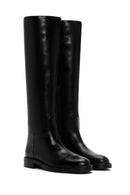 Women's Black Zippered Leather Boots | Derimod