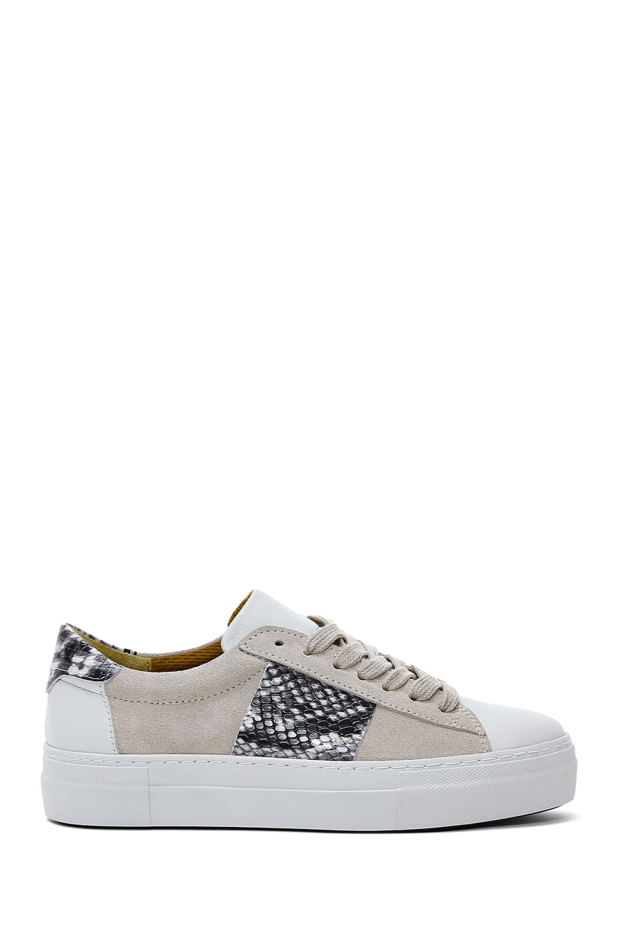 Women's Beige Leather Patterned Sneaker 22WFD370414 | Derimod