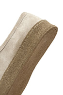 Women's Beige Suede Leather Masculine Shoes | Derimod