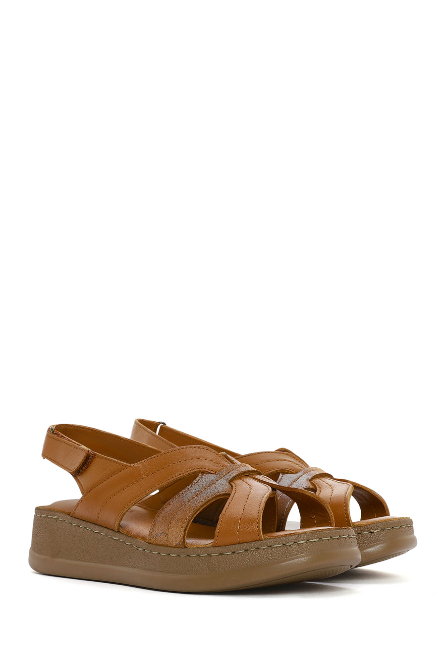 
Women's Tan Thick Sole Leather Comfort Sandal
