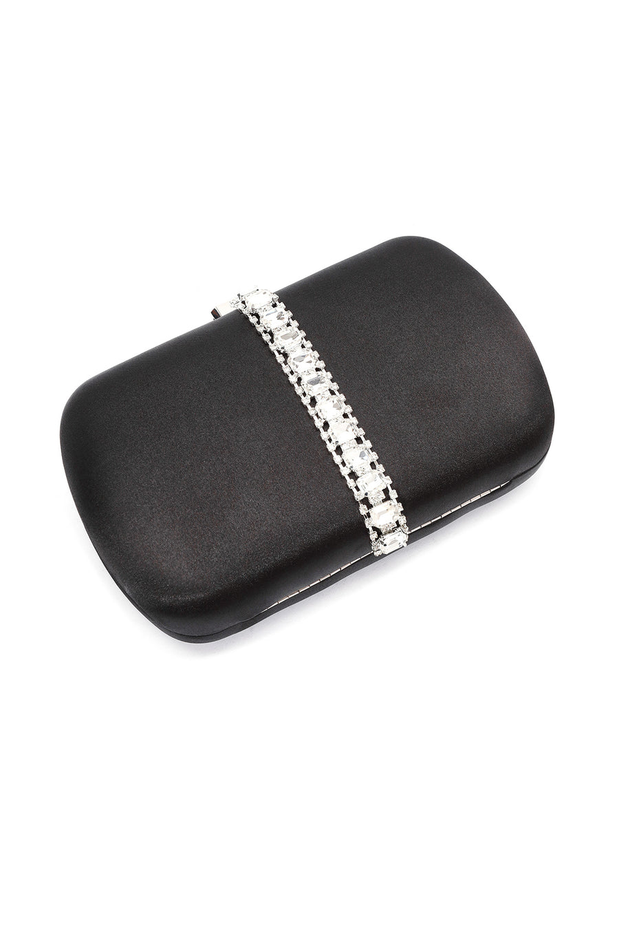 Women's Black Long Chain Strap Stone Mini Clutch Bag