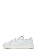 Men's White Lace-up Thick-Sole Leather Sneaker | Derimod