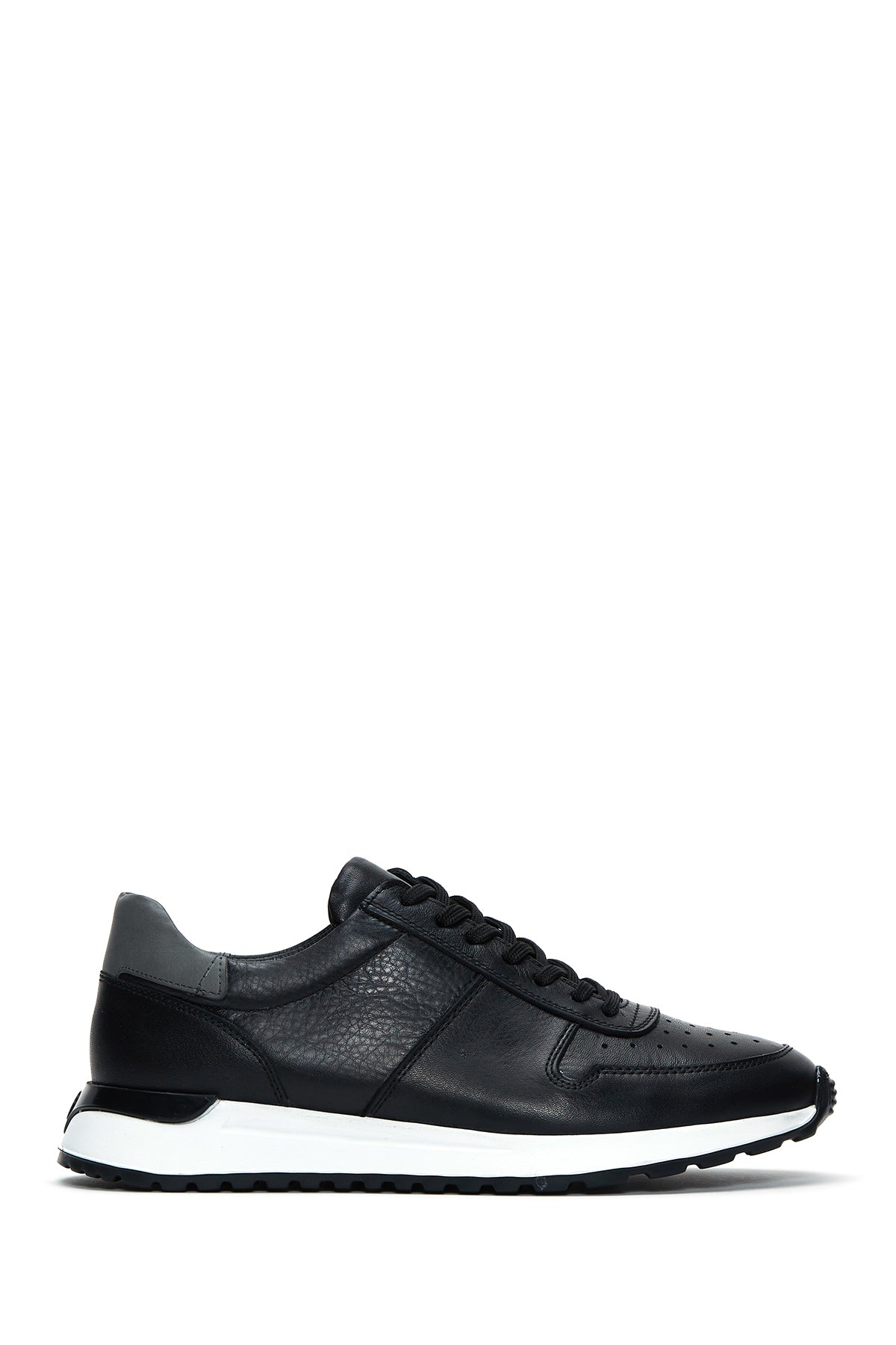 Erkek Siyah Bağcıklı Deri Casual Sneaker 24SFD640518 | Derimod