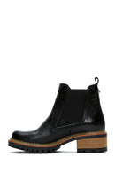 Women's Black Leather Heeled Chelsea Boots | Derimod