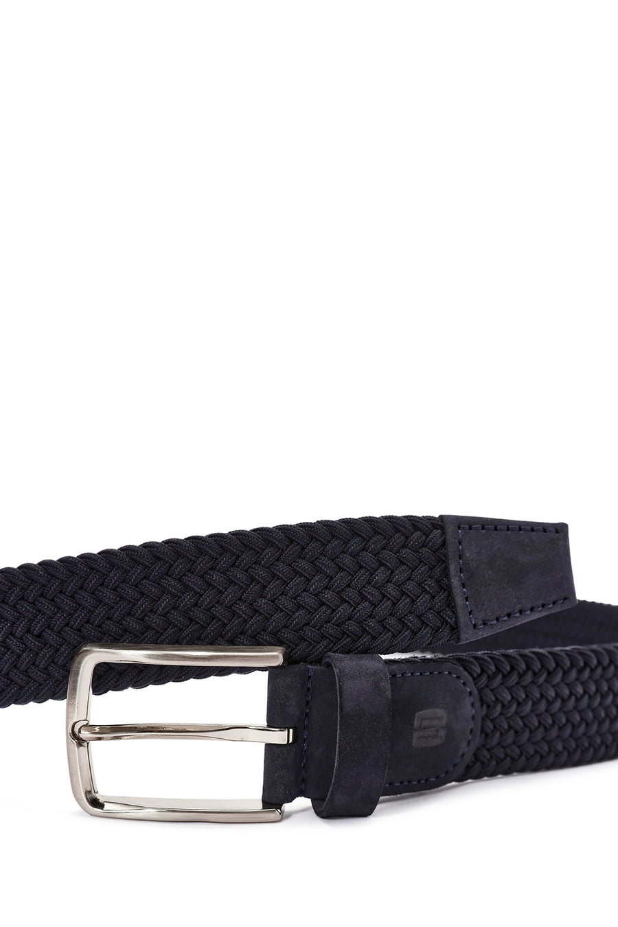 Men's Navy Blue Braided Leather Belt