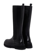 Women's Black Zippered Leather Boots | Derimod