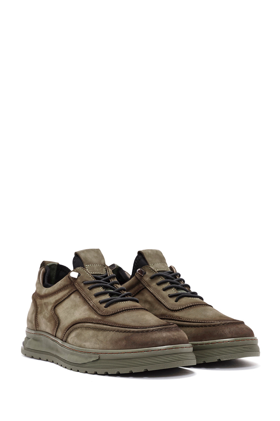 Men's Khaki Lace-Up Suede Leather Casual Shoes