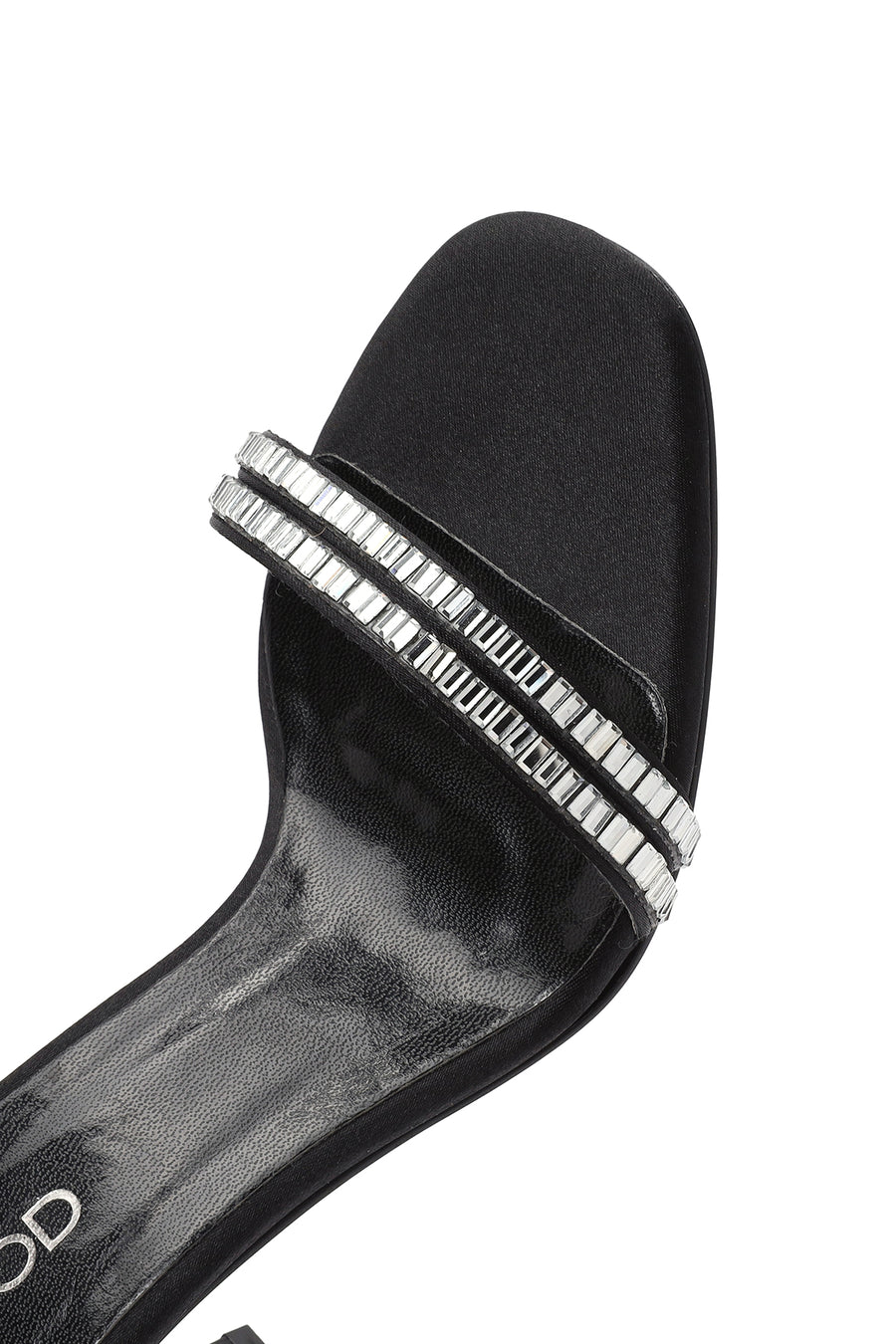 Women's Black Ankle Buckle Stoned Thin Heel Sandals
