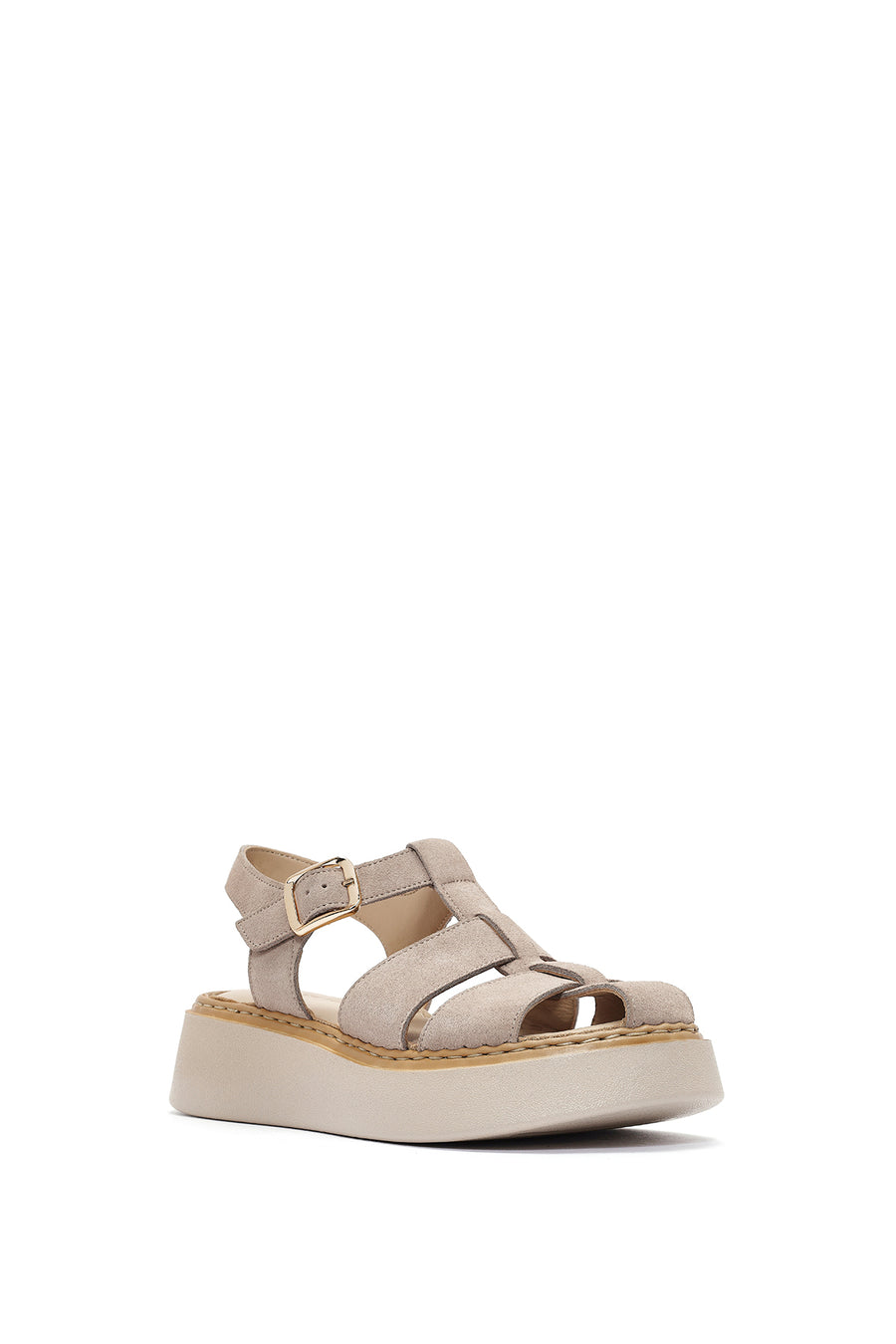 Women's Mink Ankle Buckle Thick Soled Suede Leather Comfort Sandals