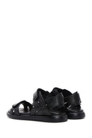 Women's Black Strappy Leather Comfort Sandals | Derimod