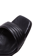 Women's Black Leather Heeled Sandals | Derimod