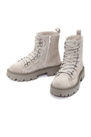 Women's Gray Suede Leather Zippered Boots | Derimod