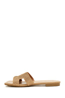 Women's Beige Stone Flat Slippers | Derimod
