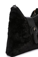 Women's Black Long Strap Plush Handbag | Derimod