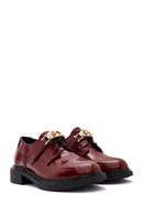 Women's Burgundy Lace-Up Leather Masculine Shoes | Derimod