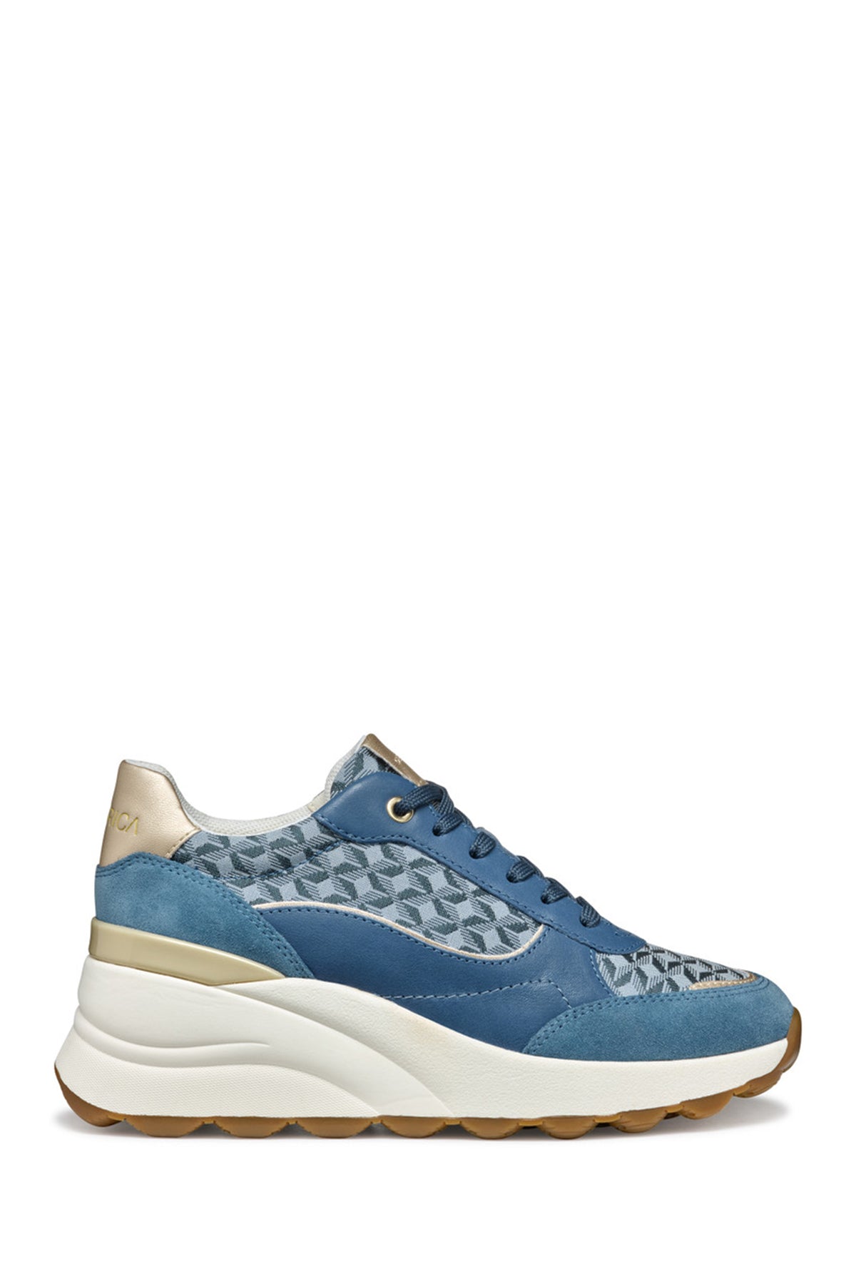 Geox Women Blue D Spherica Ec13 A - Nap + Emb.Te Lace-Up Wedge Heel Sneaker D45WAA085DSC4005 | Derimod