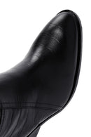 Women's Black Leather Heeled Cowboy Boots | Derimod