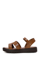 Women's Tan Ankle Strap Leather Bodrum Sandals | Derimod