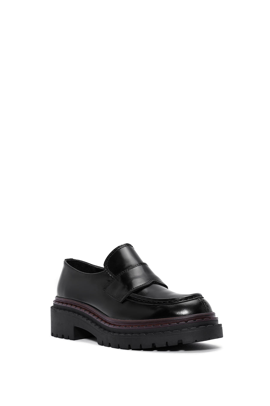 Kadın Siyah Kalın Tabanlı Deri Maskülen Loafer