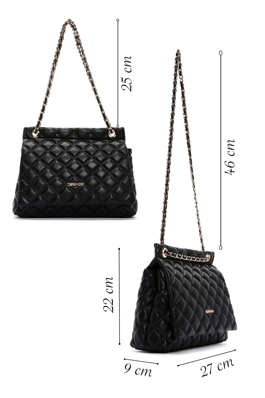 Women's Black Long Strap Quilted Shoulder Bag