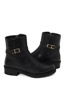 Woman Black Zip Closure Buckled Boots | Derimod