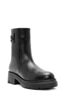 Women's Black Zippered Leather Boots | Derimod