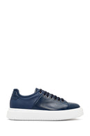 Men's Navy Blue Lace-up Thick-Sole Leather Sneaker | Derimod