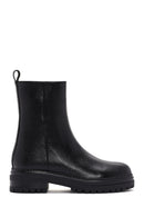 Women's Black Zippered Leather Boots | Derimod