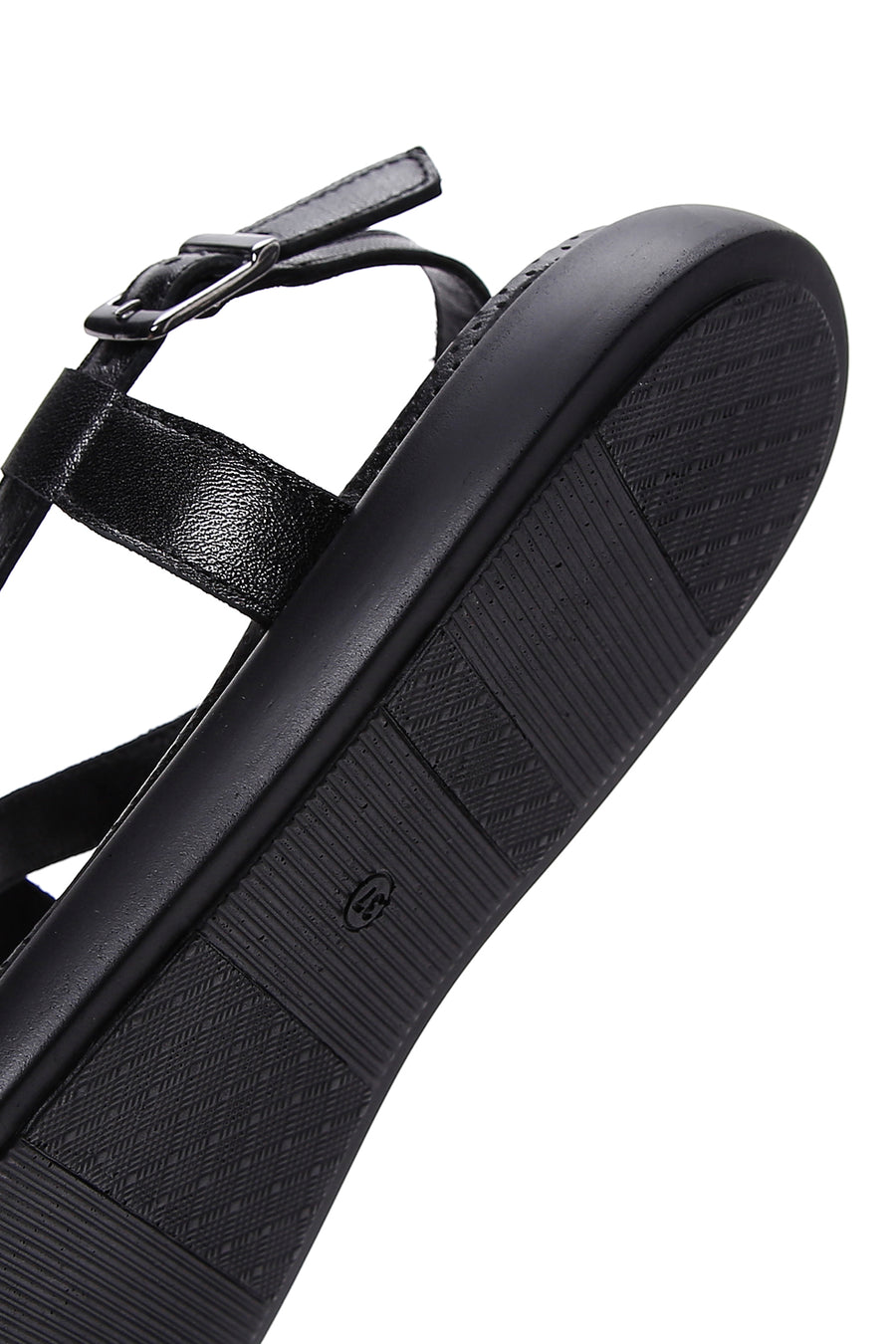 Women's Black Ankle Strap Leather Sandals