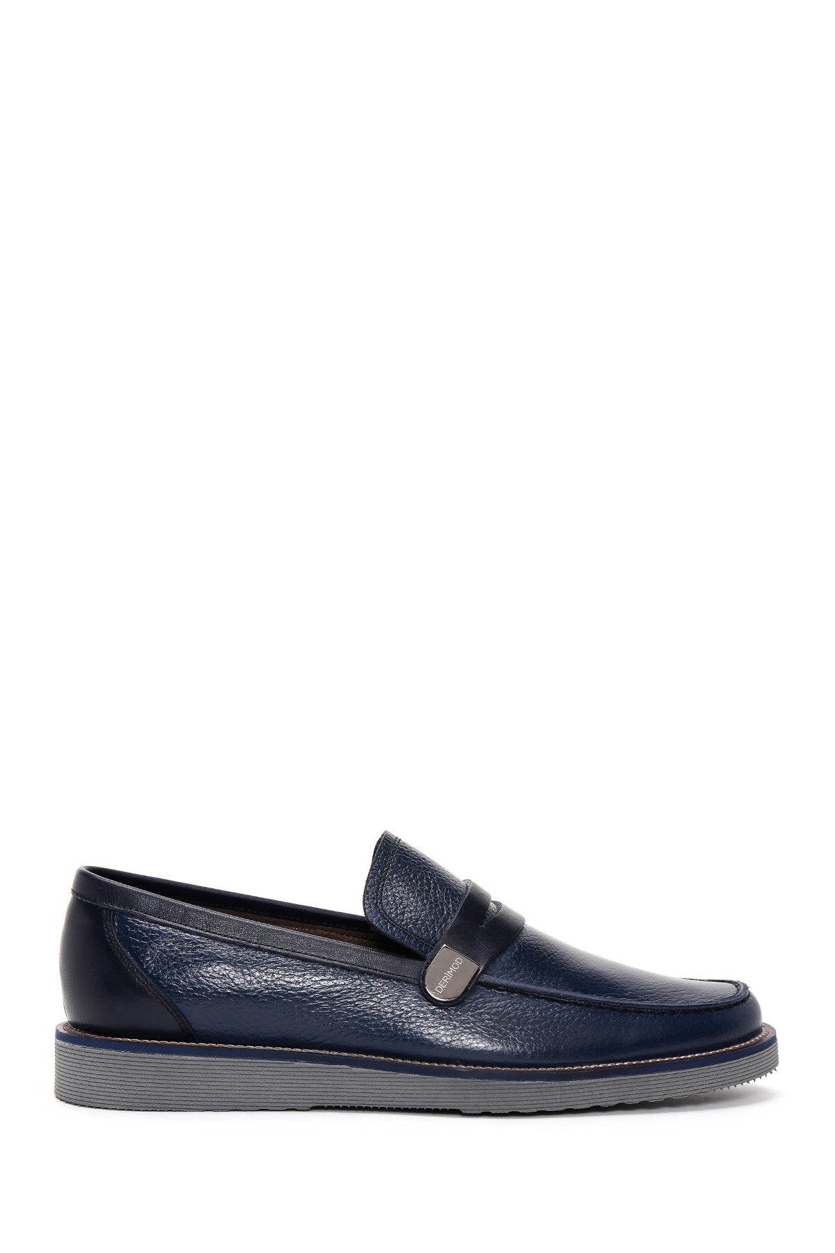 Men's Navy Blue Leather Casual Loafer 23SFD6502FT | Derimod