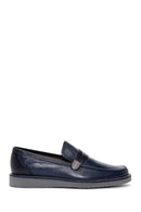 Men's Navy Blue Leather Casual Loafer | Derimod