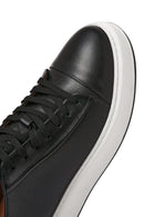 Men's Black Lace-up Thick-Sole Leather Sneaker | Derimod