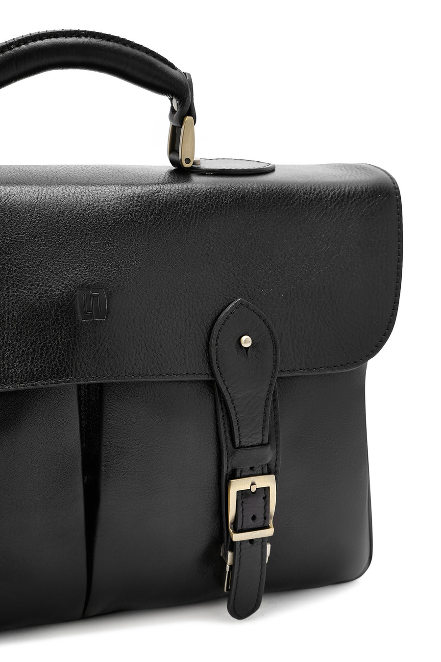 Men's Black Long Strap Leather Briefcase