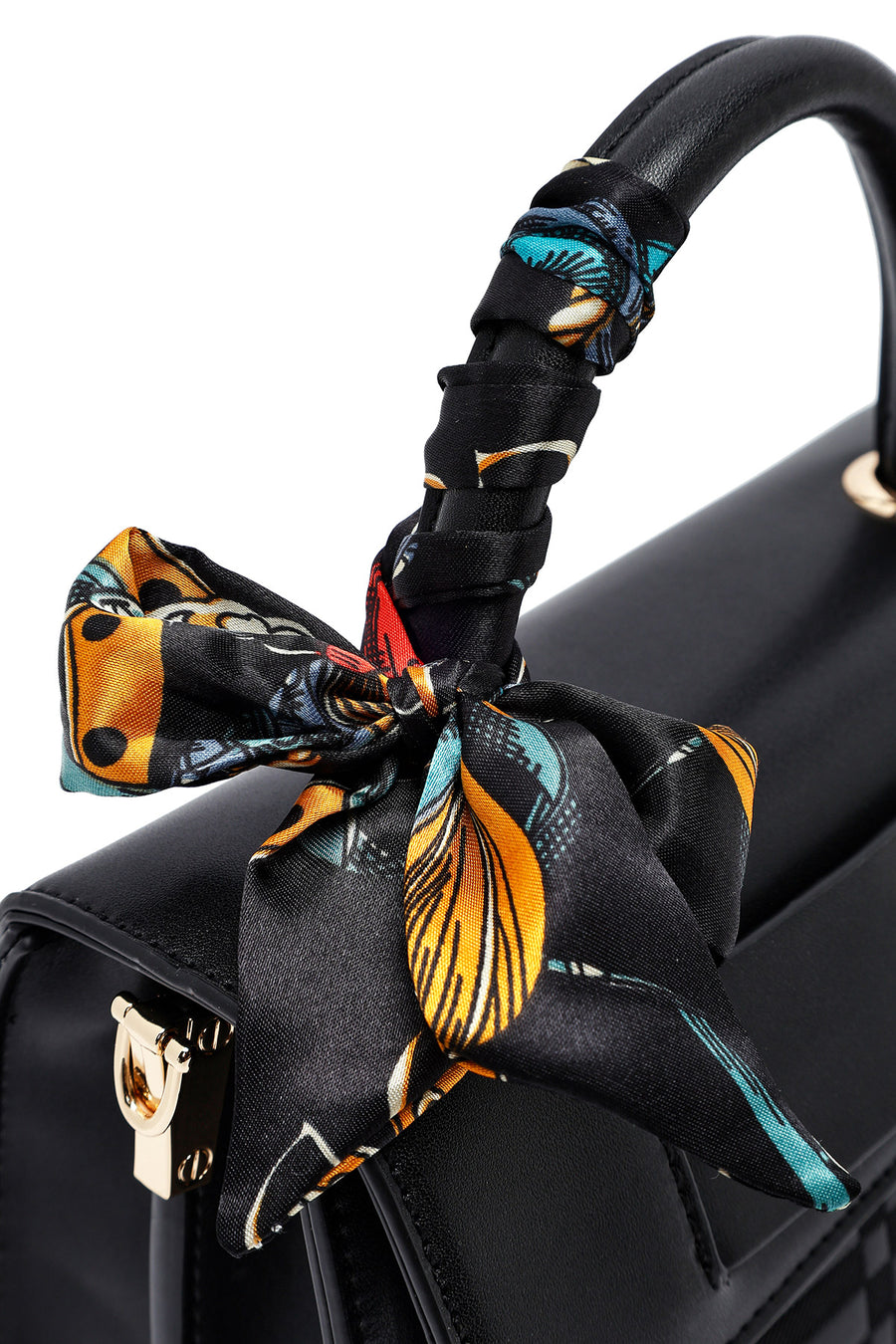 Woman Black Long-Strap Printed Crossbody Bag