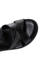 Women's Black Ankle Strap Leather Comfort Sandals | Derimod