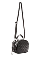 Women's Black Long Strap Quilted Patterned Crossbody Bag | Derimod