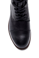 Men's Black Leather Zippered Boots | Derimod